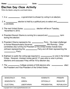 Election Day Vocabulary Worksheet