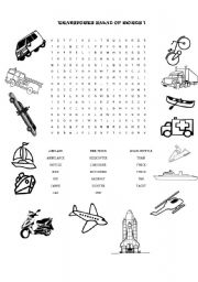 Means of Transport Worksheets