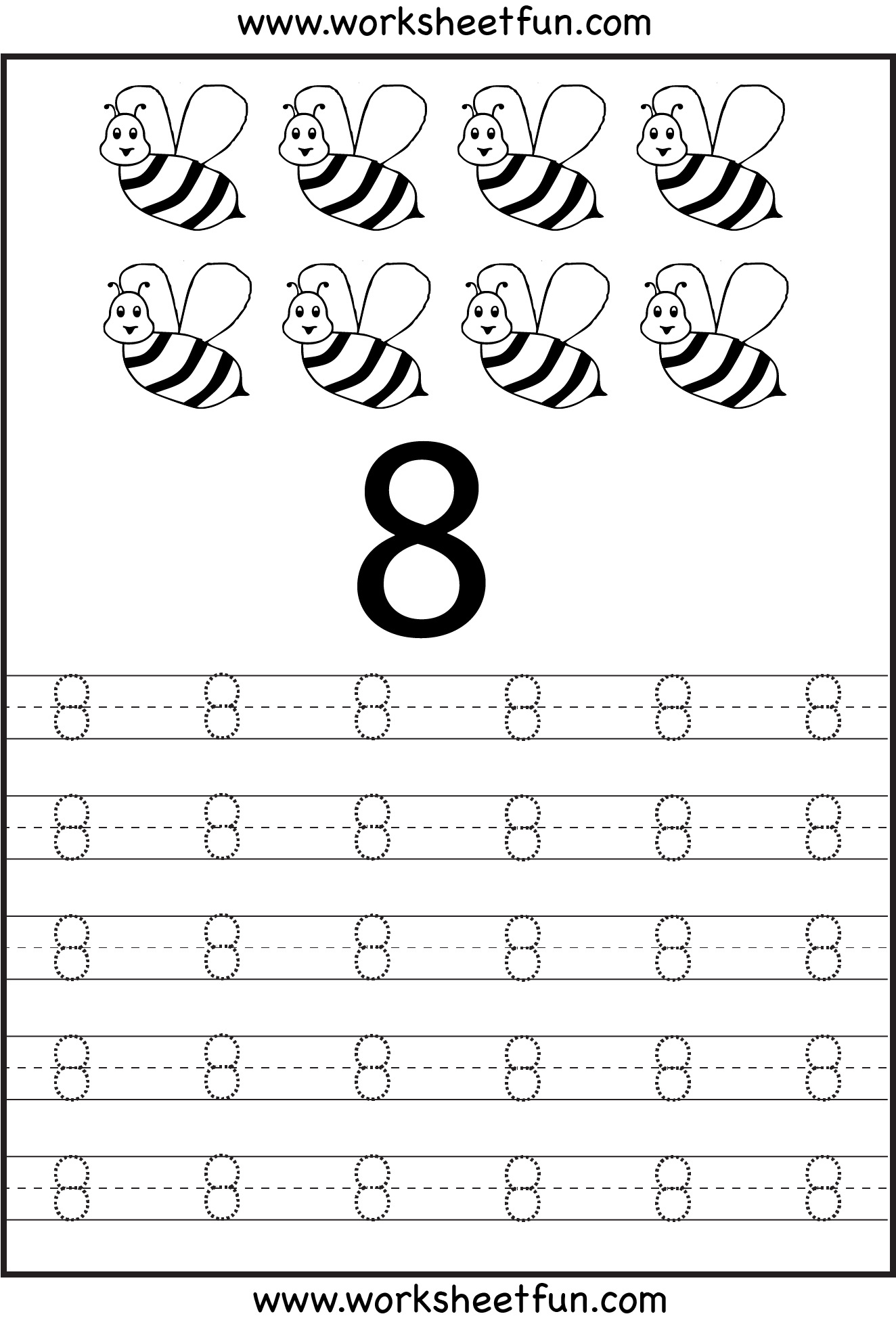 Number 8 Tracing Worksheet for Preschoolers