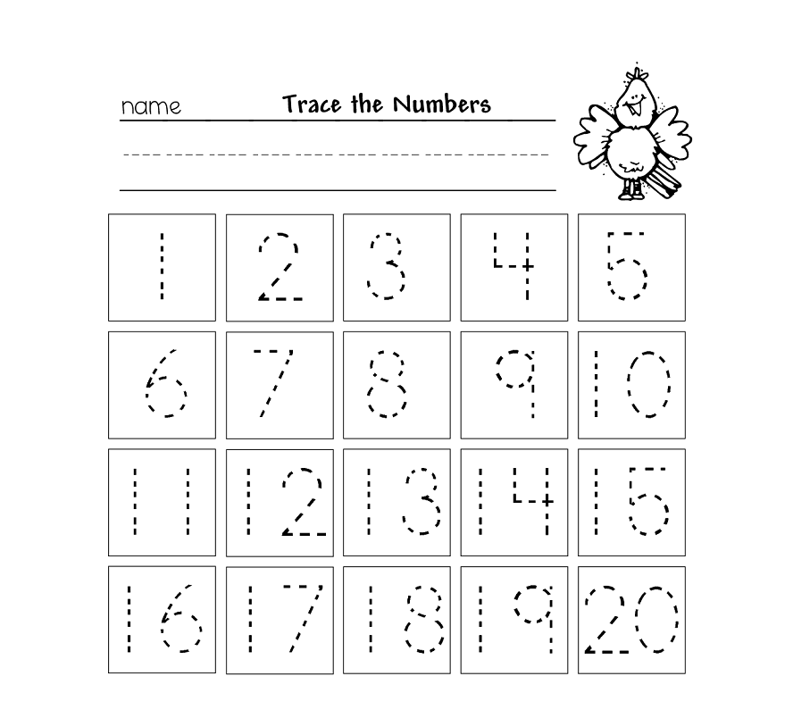 Number Tracing 1-20 Worksheets