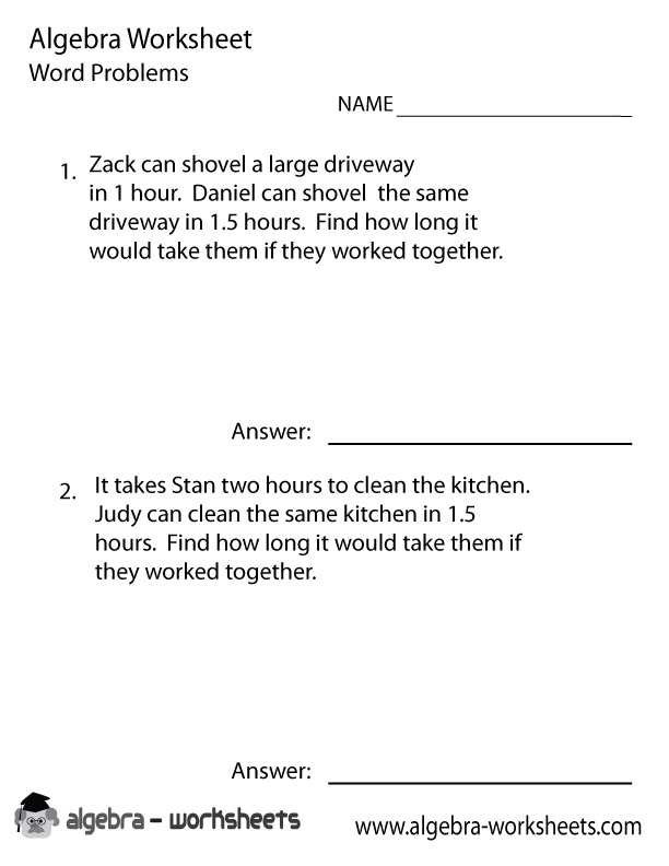 Pre-Algebra Word Problem Worksheets