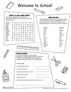 Welcome Back to School Activity Sheets