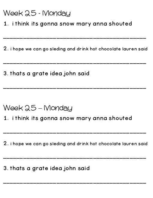 3rd Grade Daily Oral Language Worksheets