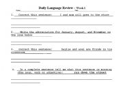 Daily Language Review Worksheets