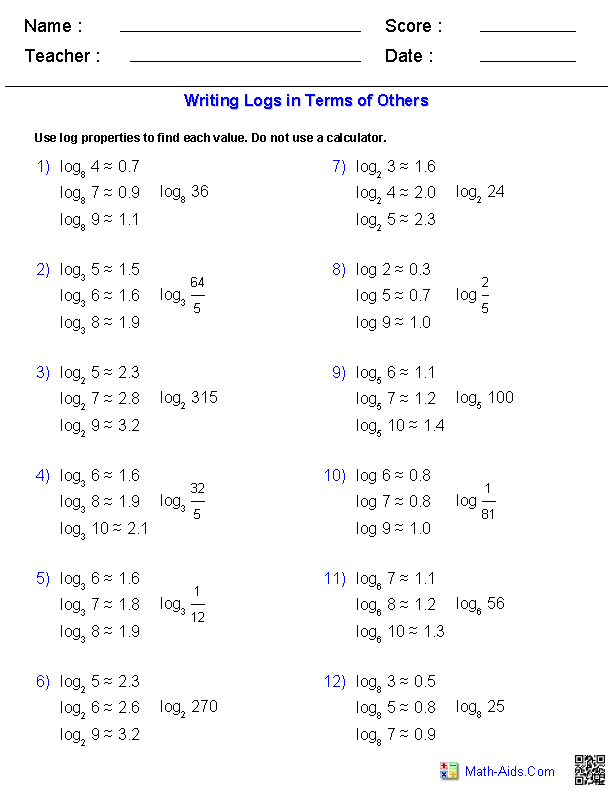 Exponential Functions Algebra 2 Worksheets