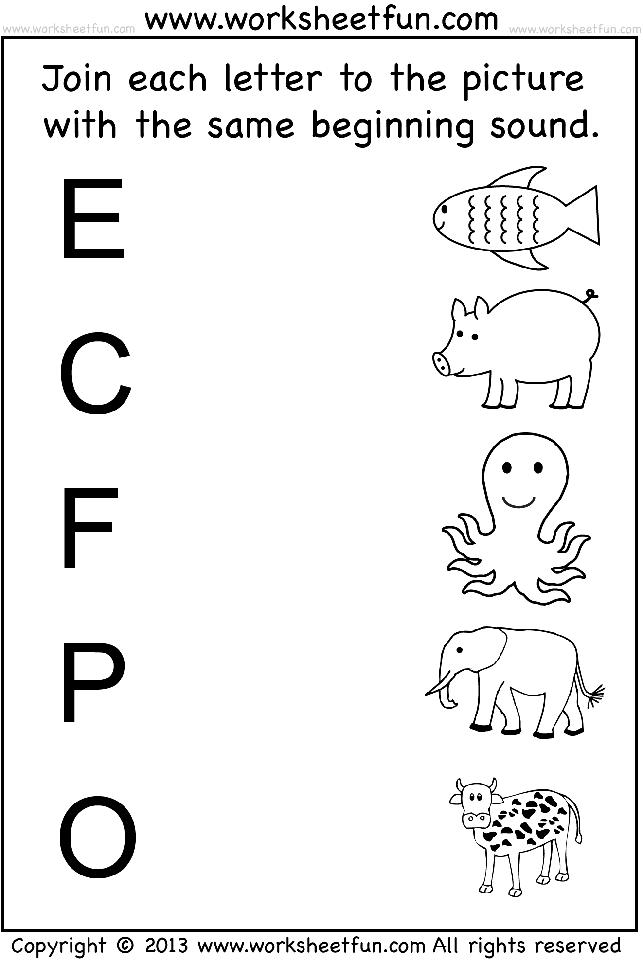 Free Kindergarten Beginning Sounds Worksheets