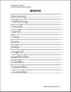 Free Printable Cursive Handwriting