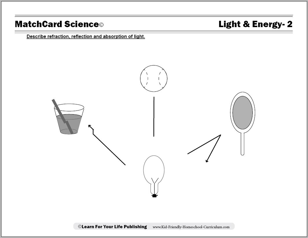 Light Absorption Reflection and Refraction Worksheets