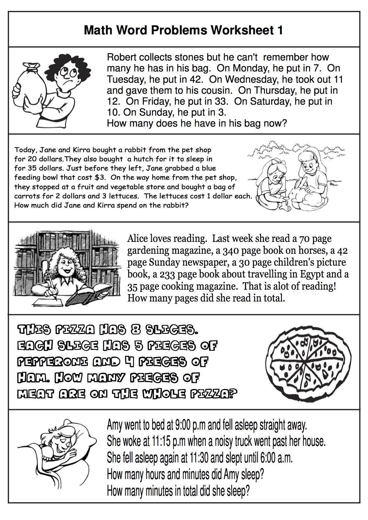 Middle School Math Word Problem Worksheets