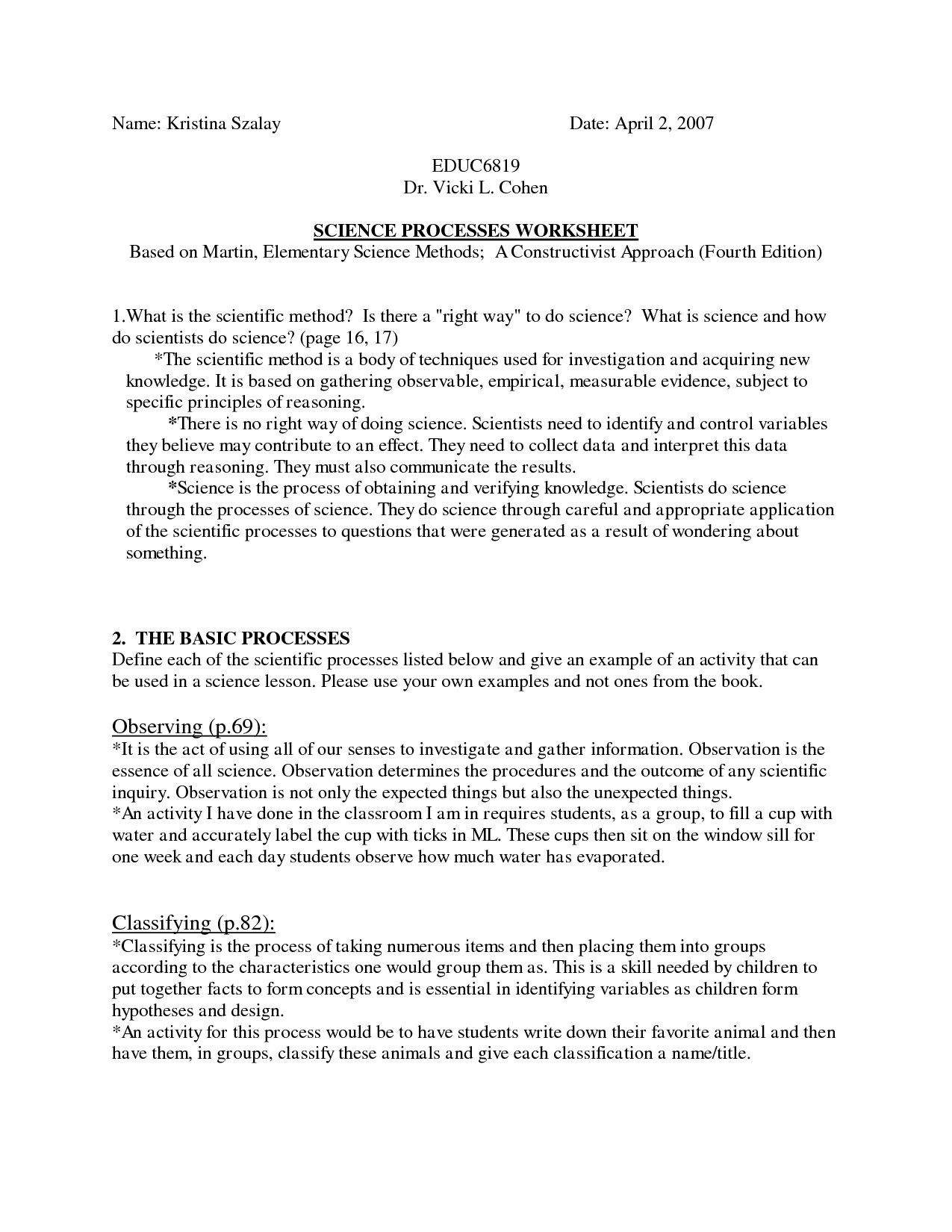 Scientific Method Worksheet