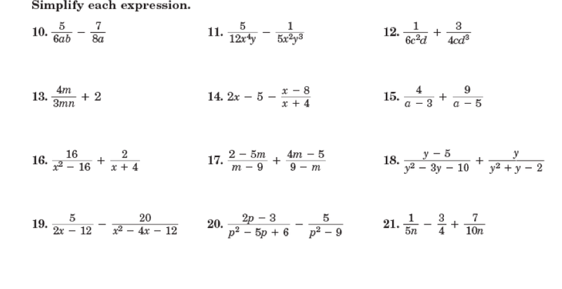 Simplifying Rational Expressions Worksheet Answers