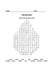 Water Conservation Word Search for Kids