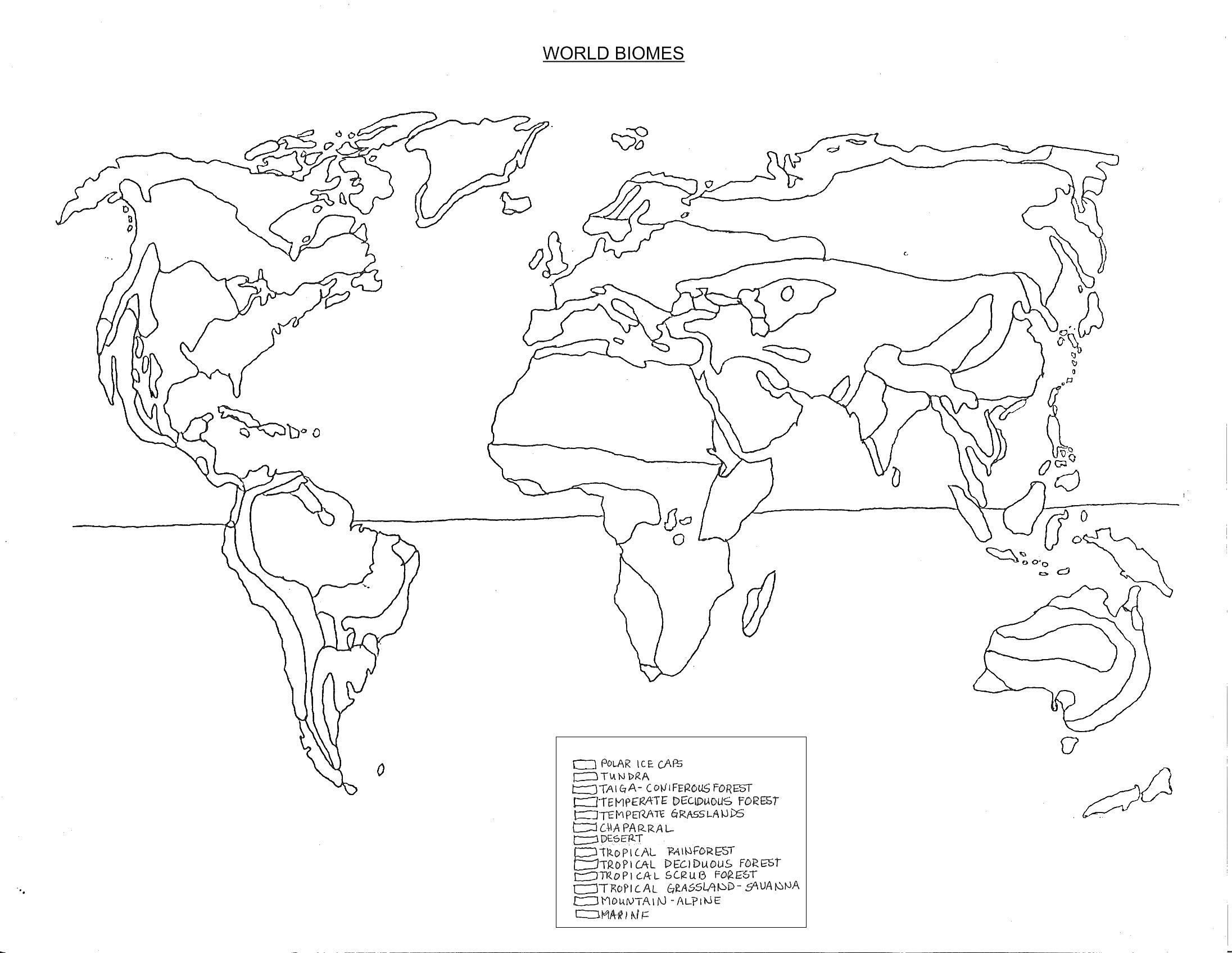 World Biome Map Coloring Page