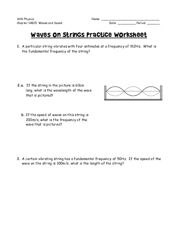 High School Waves Worksheet