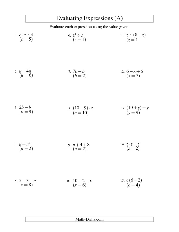 Math Expressions Worksheets 7th Grade