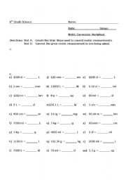 Metric System Conversion Worksheet