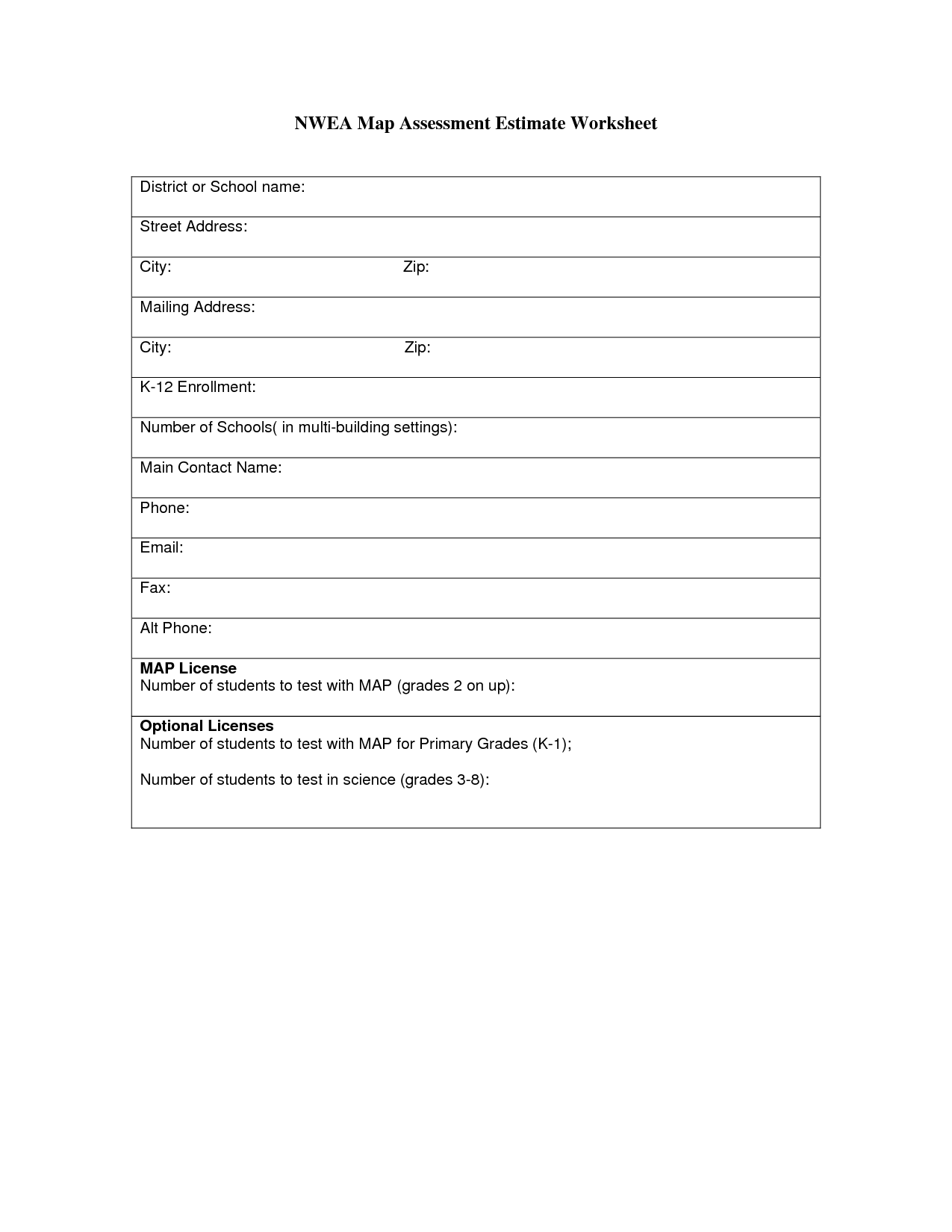 NWEA Map Sample Test