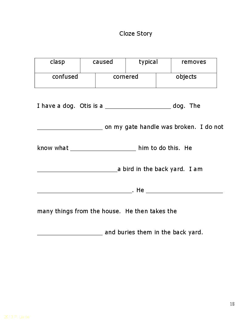 Pine Park Mystery Worksheets