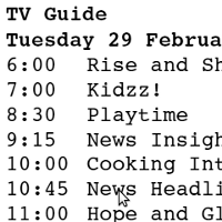 Reading Timetable Worksheet