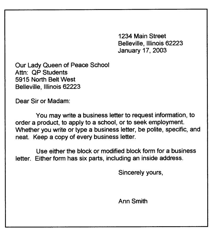 Sample Business Letter Format Example