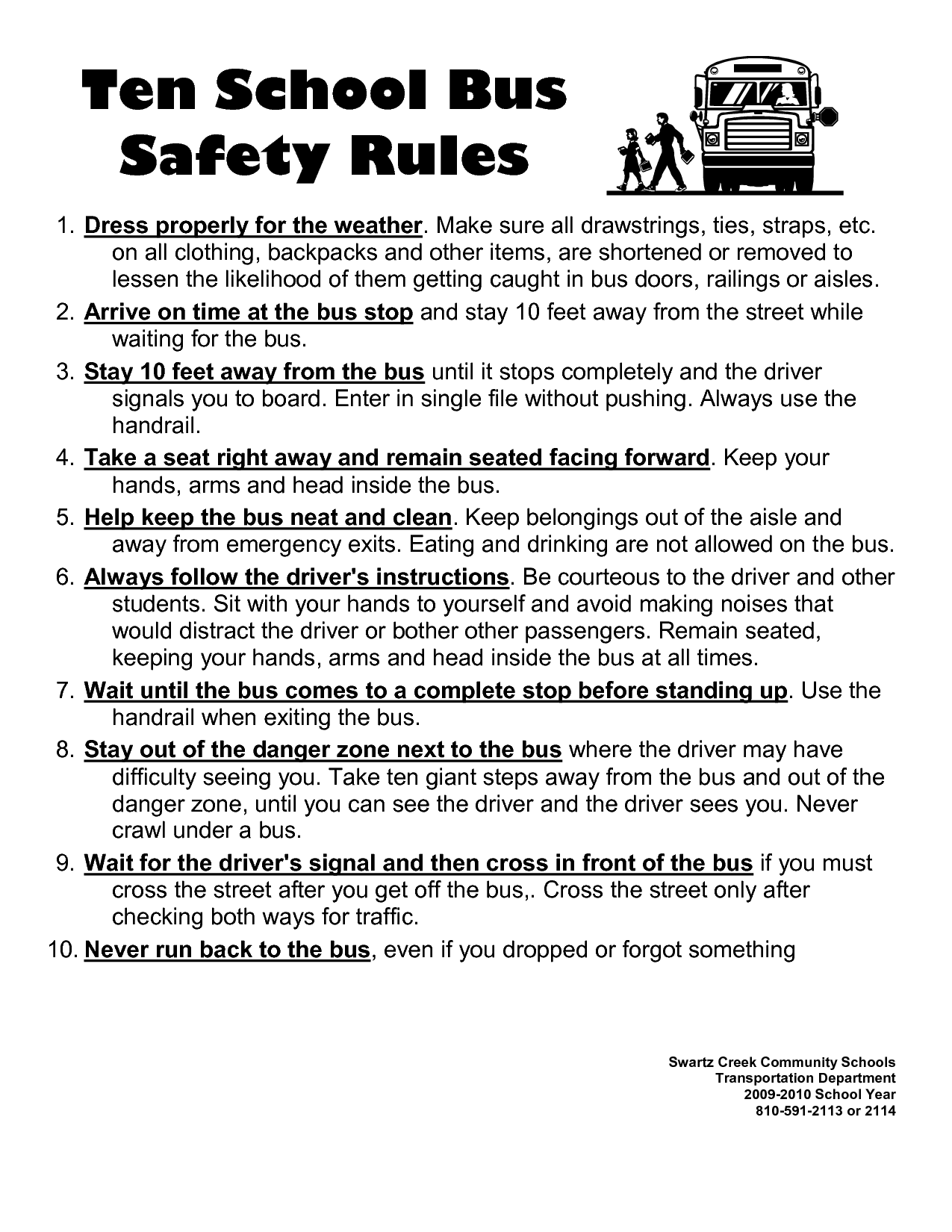 Bus Rules For Kids Printables