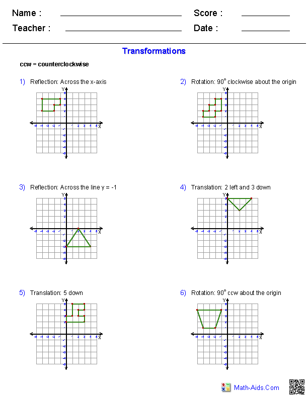 Transformation Worksheets