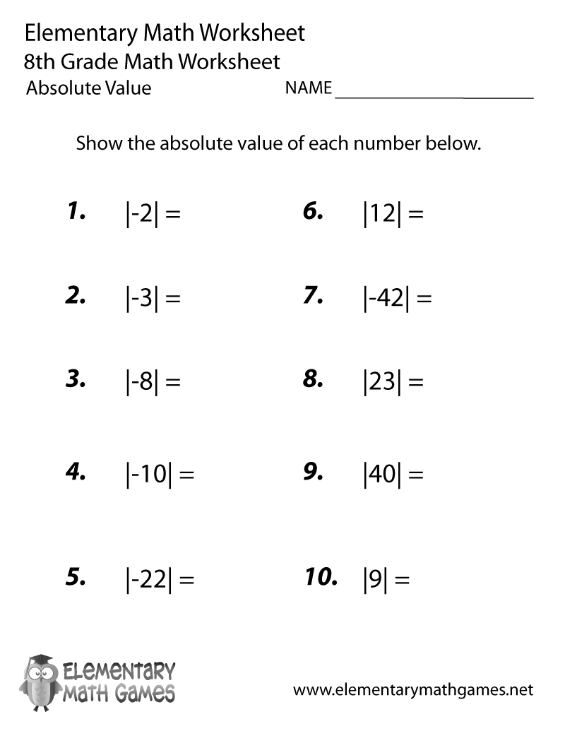 8th Grade Math Worksheets Printable