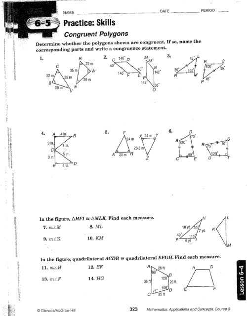 Congruent and Similar Polygons Worksheets