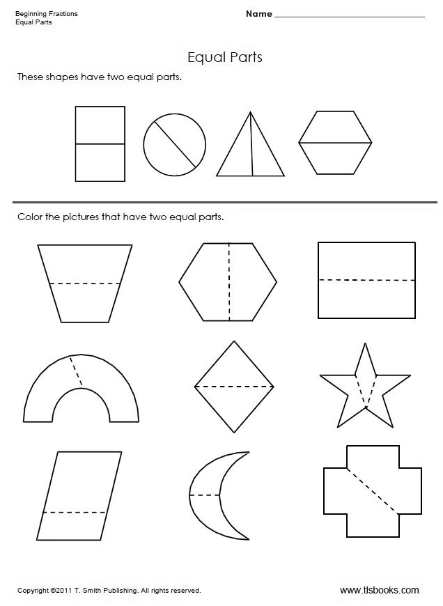 8 Best Images of Worksheets One Half - Fractions and Equal Parts ...
