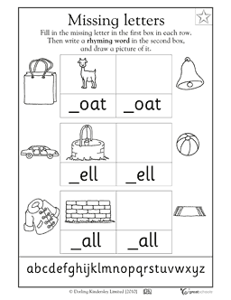 Missing Letter Kindergarten Worksheets Reading