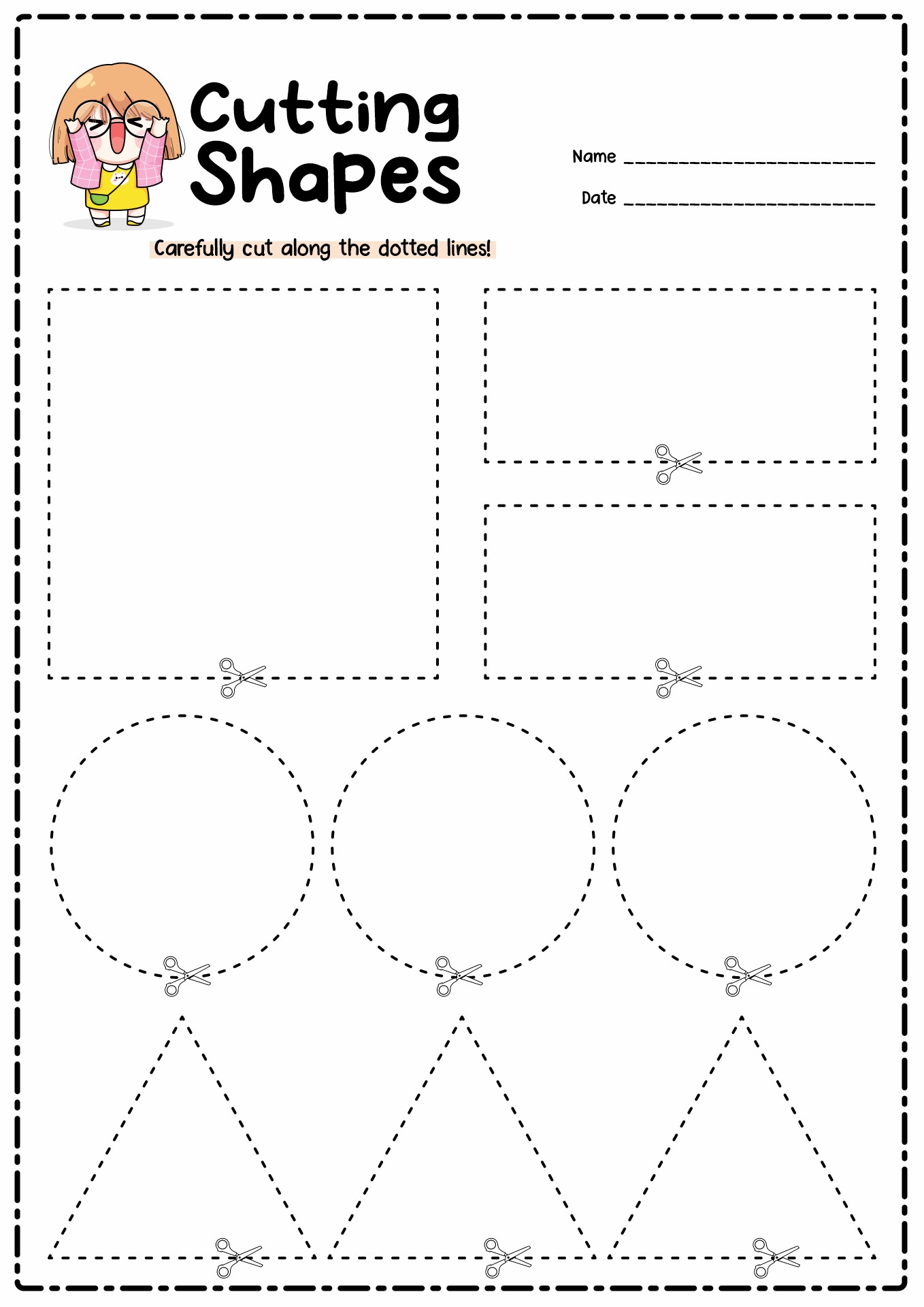 Cutting Shapes For Kids Printable - Free Printable Worksheet
