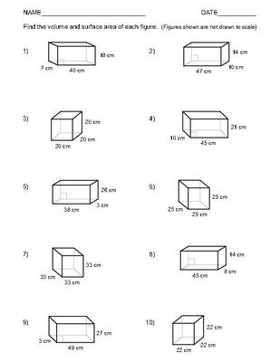 Surface Area Rectangular Prism Volume Worksheet