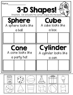 2D and 3D Shapes Worksheets Kindergarten