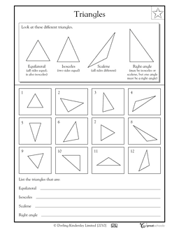 5th Grade Math Worksheets Triangles