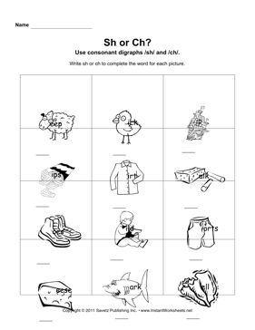 CH SH Digraph Worksheets