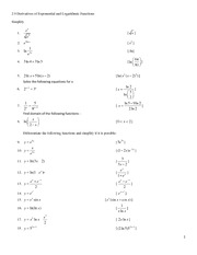 Exponential Function Worksheets and Answers