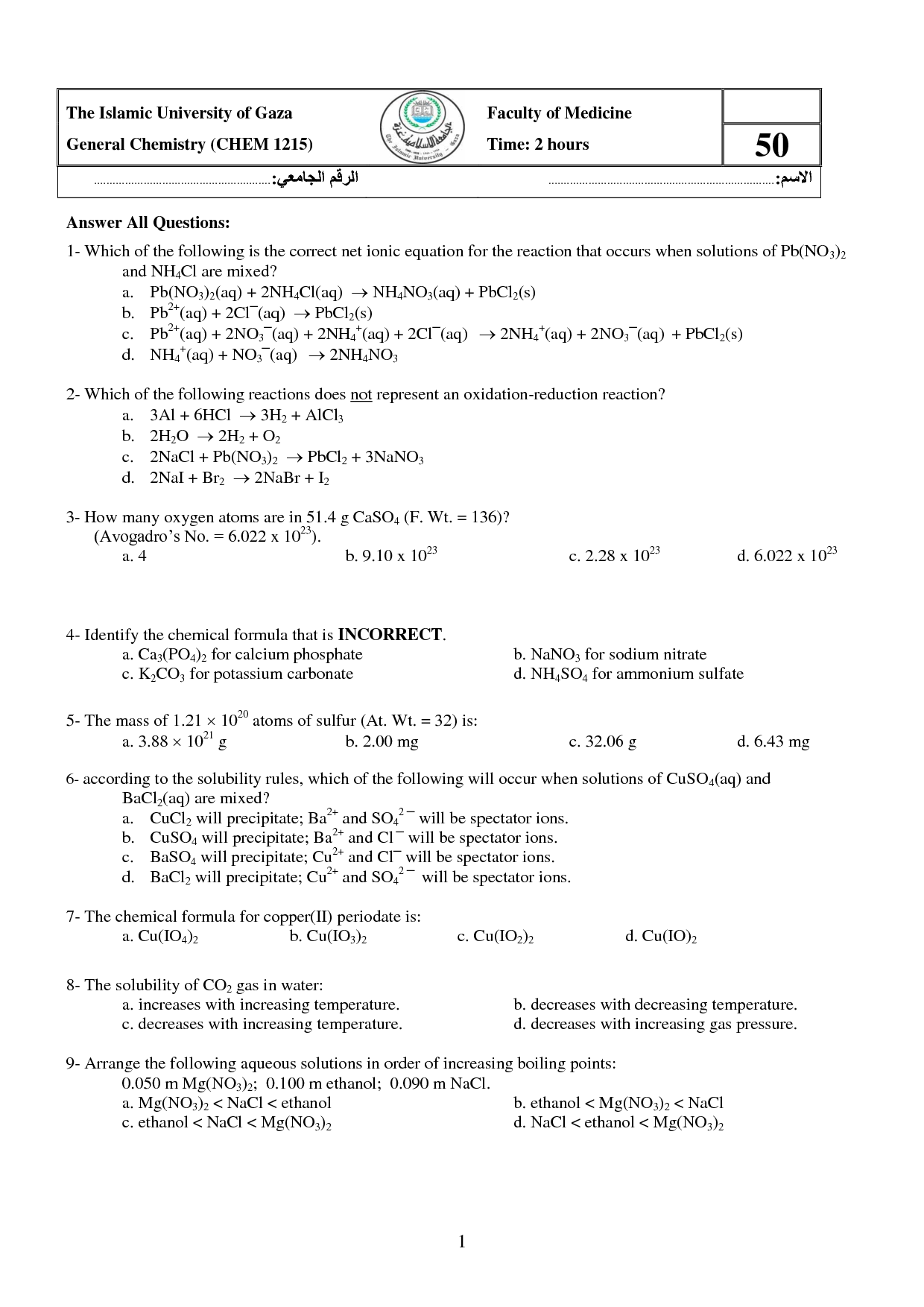 Ionic Equation Practice Worksheet