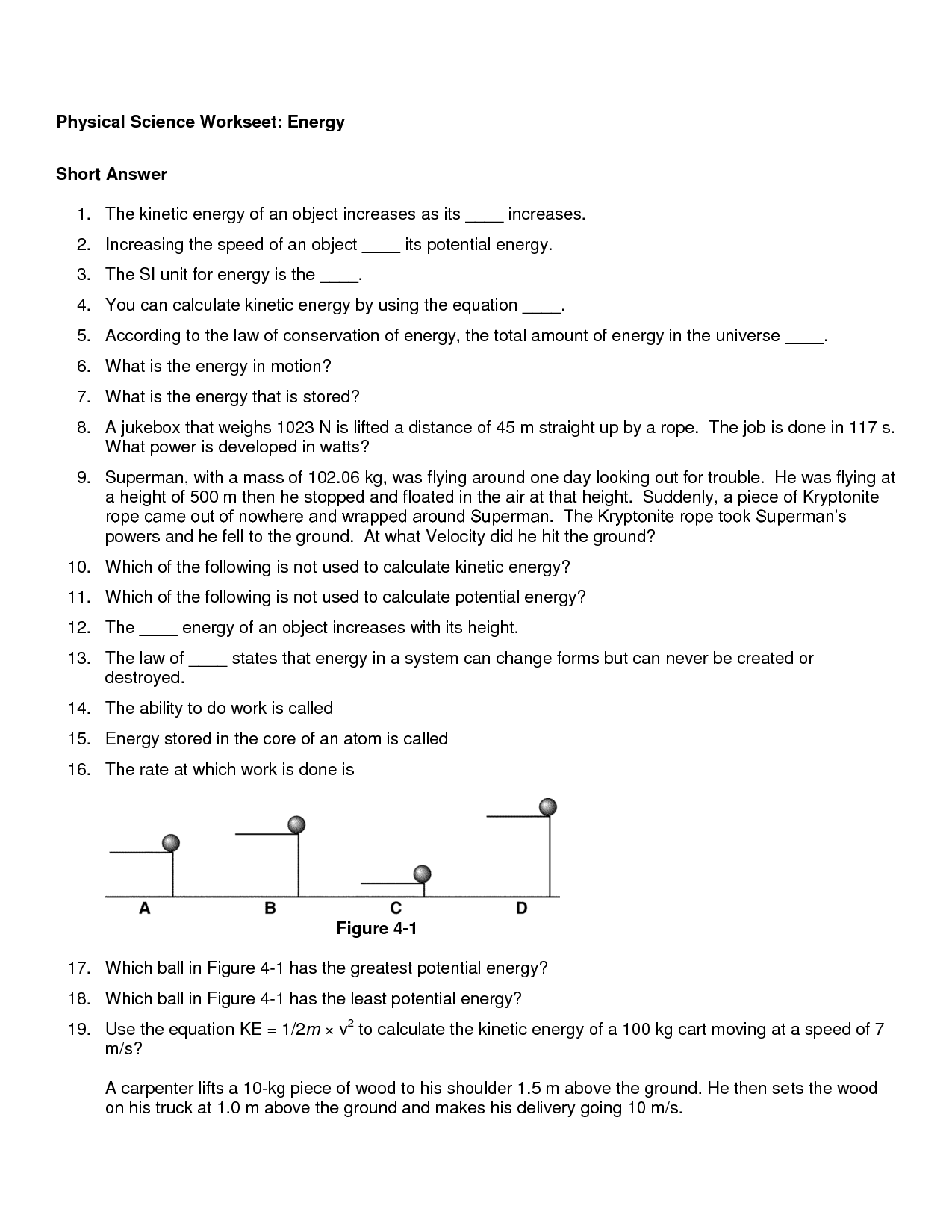 Energy Worksheet Category Page 1 Worksheeto