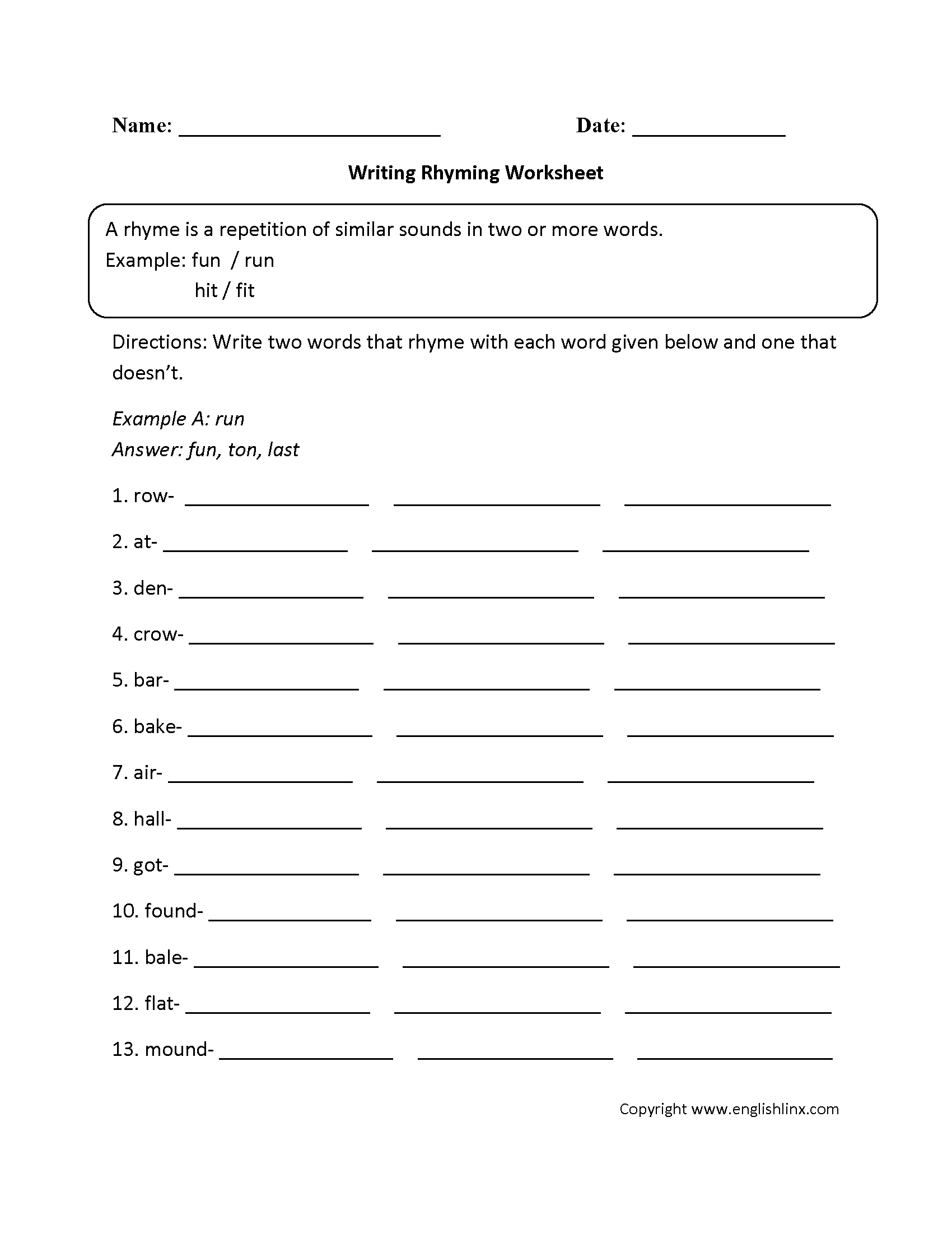 15 Identify Rhyme Scheme Worksheet Worksheeto