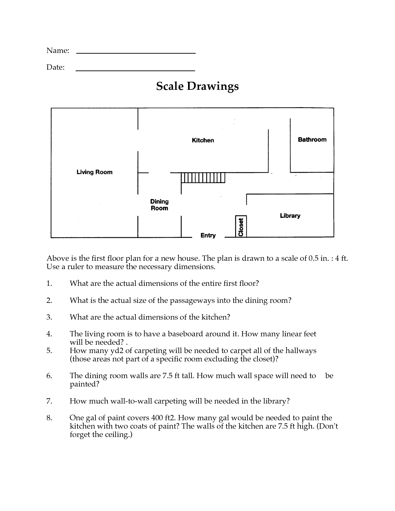 Scale Drawing Worksheets