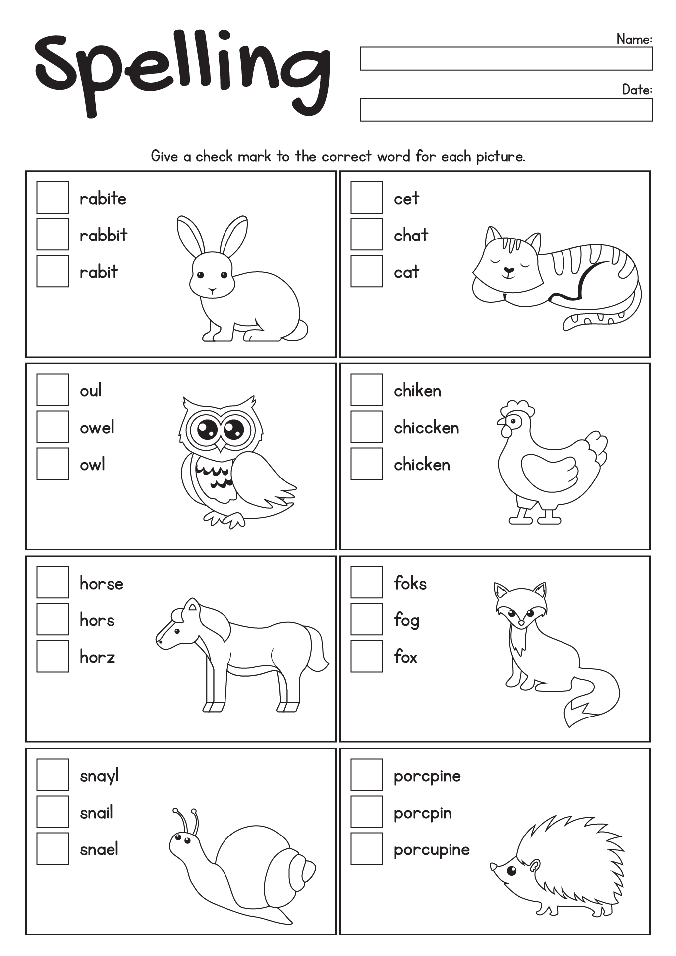 1st Grade Spelling Practice Worksheets