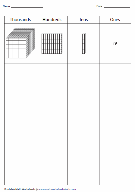 Base Tens One Hundreds Block Worksheet