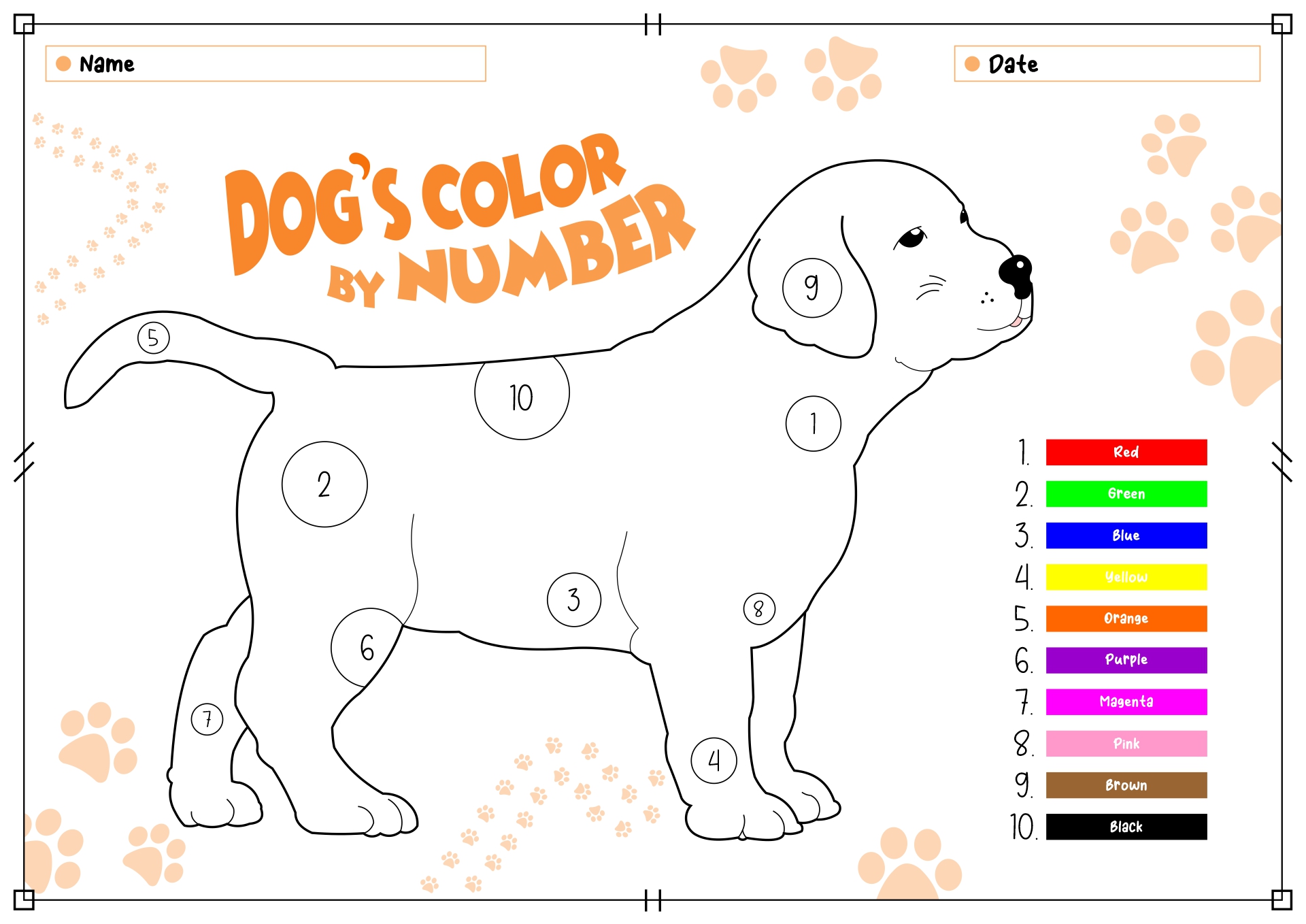 Dogs Colorful Day Color by Number