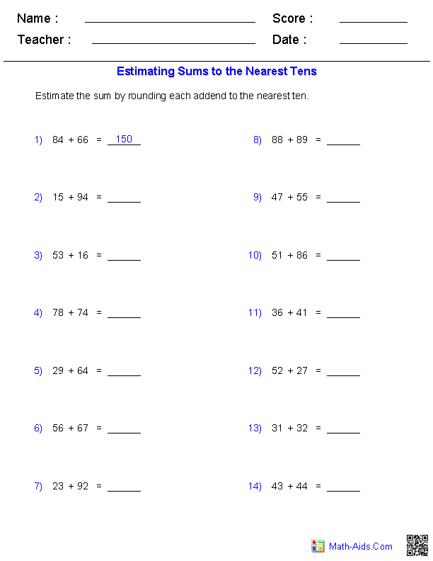 Estimating Fractions Worksheet