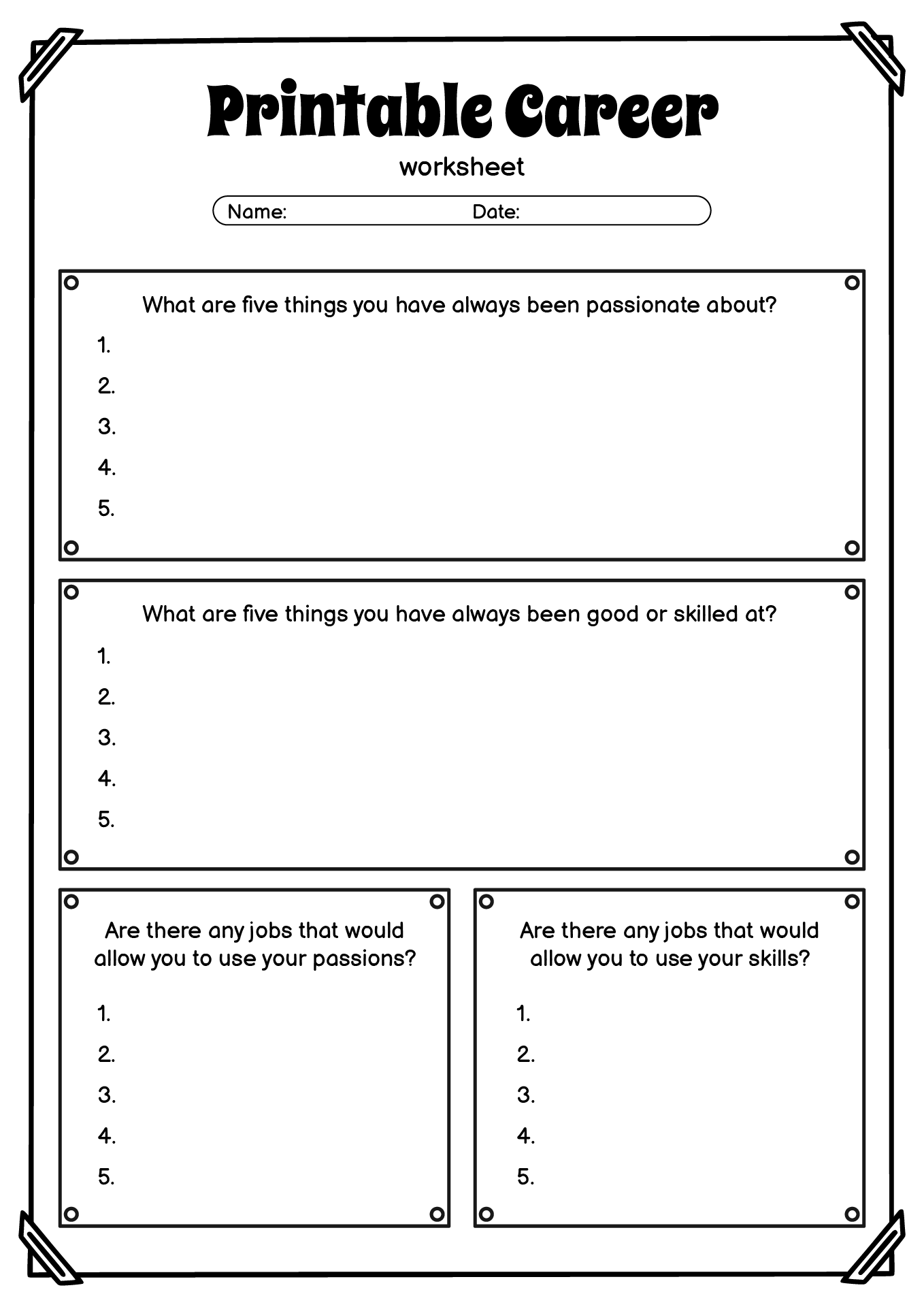 11 Career Assessment Worksheet Free PDF At Worksheeto