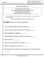 Sentence Worksheets for Grade 2