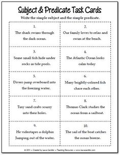 Subject and Predicate Worksheets