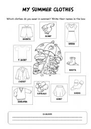 Summer Clothes Worksheet