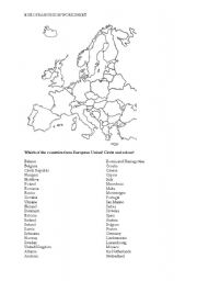 European Country Map Worksheets