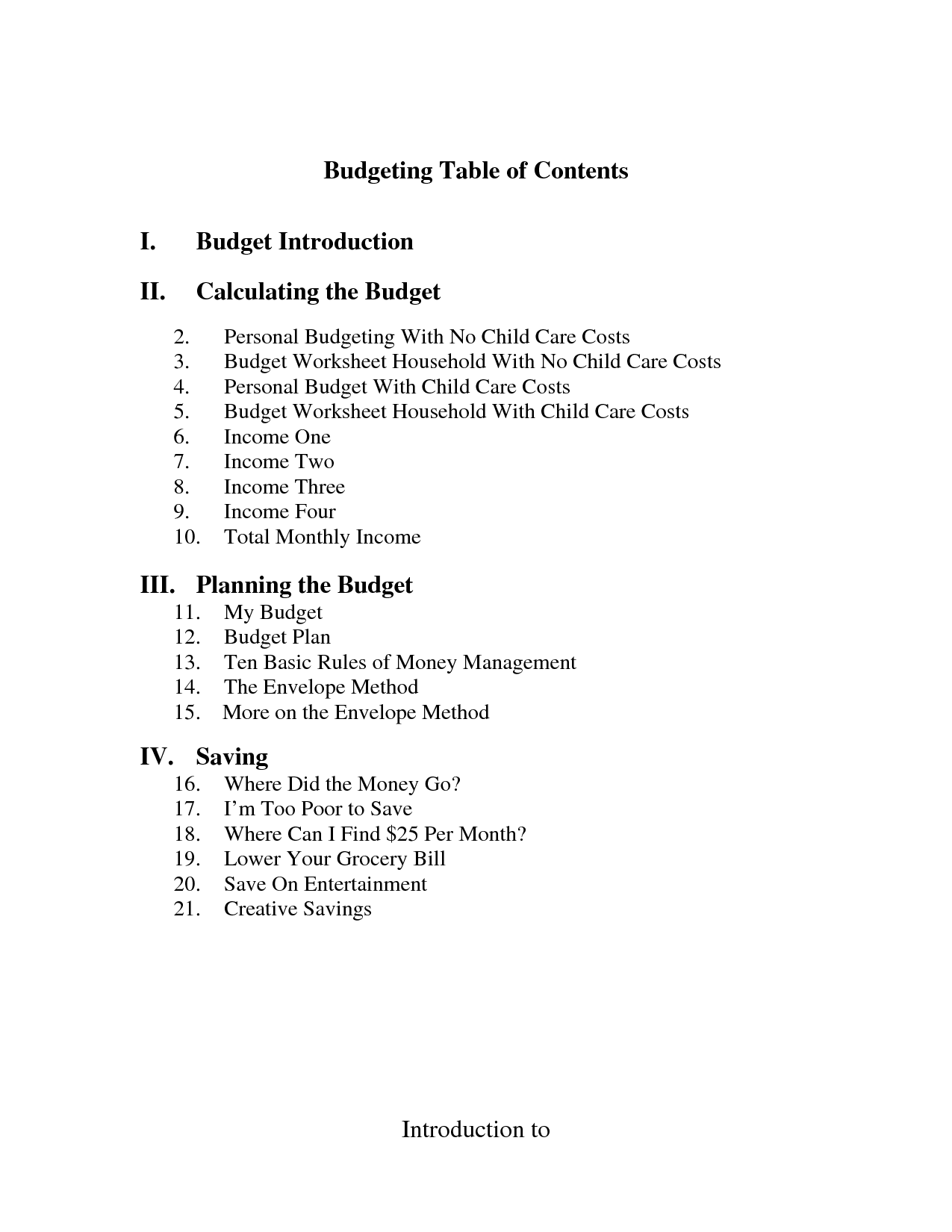 Free Personal Budget Worksheet